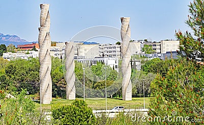 Columns of knowledge in the Autonomous University of Barcelona, Cerdanyola, Barcelona Stock Photo