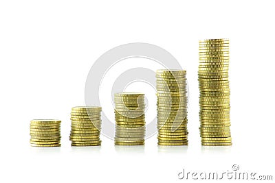 Columns polish coins Stock Photo