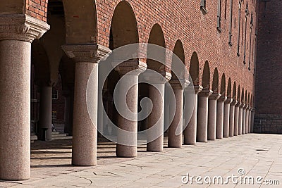 Columns of Stockholm town hall Stock Photo