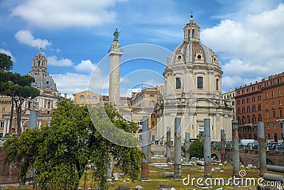 Columns of Trajan`s Forum Stock Photo