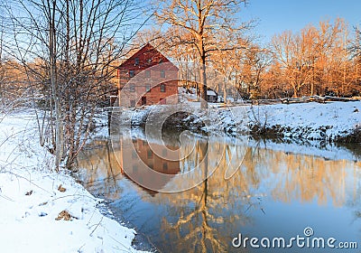 Colvin Run Mill in Winter, Great Falls Virginia Stock Photo