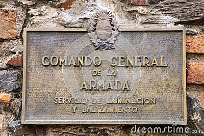 Comando General de la Armada sign in Colonia del Sacramento, Uruguay Stock Photo