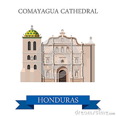 Comayagua Cathedral in Honduras vector flat attraction landmarks Vector Illustration