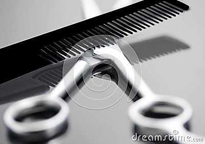 Comb and scissors Stock Photo