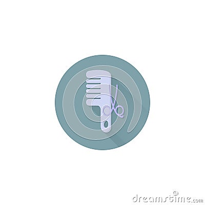 Comb and scissors. Hairdresser tools flat vector icon Vector Illustration