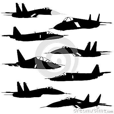 Combat aircraft silhouettes Vector Illustration