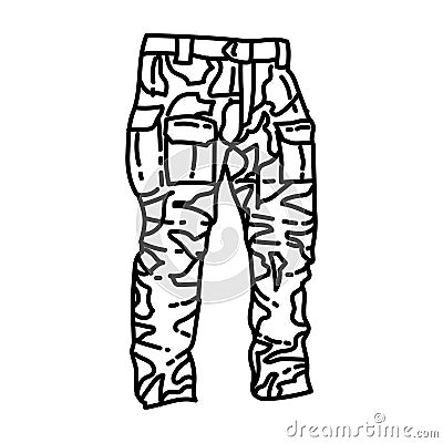 Combat Army Long Pants Icon. Doodle Hand Drawn or Outline Icon Style Vector Illustration