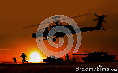 Combat Attack Apache helicopter Stock Photo