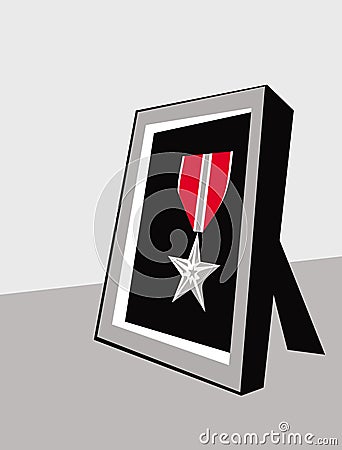 Combat award. Military medal. Bronze star Remember the hero. Vector Illustration