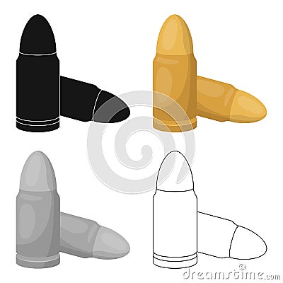 Combat bullets and cartridges of criminals. Outfit for robbery.Prison single icon in cartoon style vector symbol stock Vector Illustration