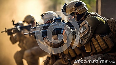 Combat commandos in action - Generative Ai Stock Photo