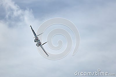 Combat fighter jets flyby with afterburner. clear sky full afterburner Stock Photo