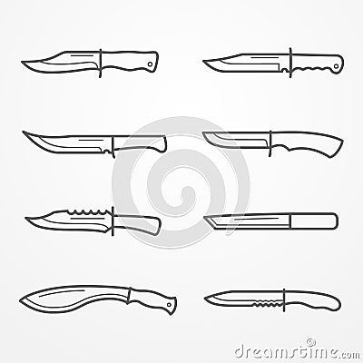 Combat knife collection Cartoon Illustration