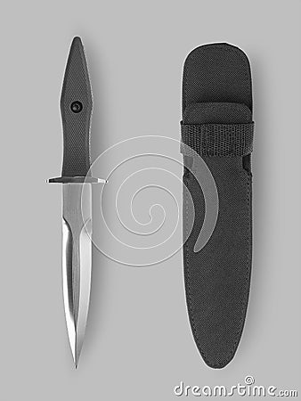 Combat knife with scabbard Stock Photo