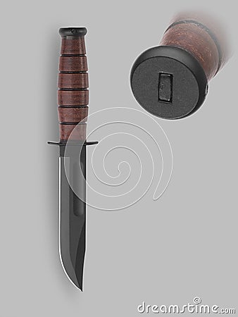 Combat knife with scabbard Stock Photo