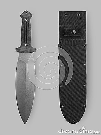 Combat knife with scabbard Stock Photo