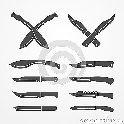 Combat knife set Cartoon Illustration