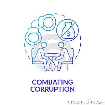 Combating corruption blue gradient concept icon Vector Illustration