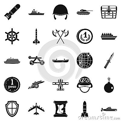 Combative icons set, simple style Vector Illustration