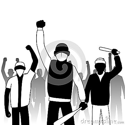 Combative protesters Vector Illustration