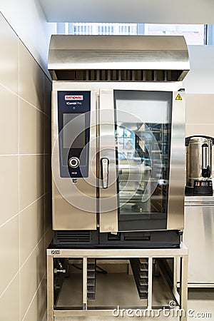 Combi oven is a universal thermal equipment. equipment for public catering. Editorial Stock Photo