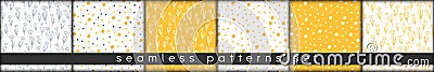 combinable seamless patterns set hand drawn tulips and abstract dots blobs Vector Illustration