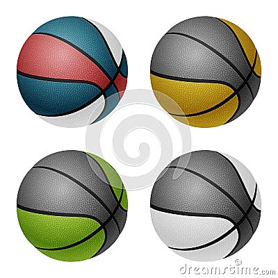 Combinated color basketballs. Isolated on white Vector Illustration