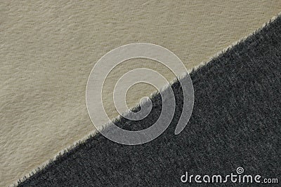 Combination of beige and gray fabric as backgound. Stock Photo