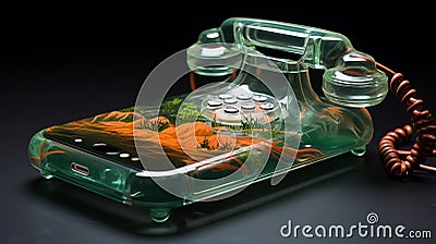 A combination of a cell phone and a rotary phone. Stock Photo