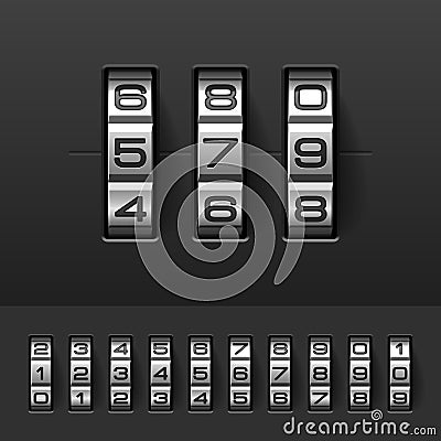 Combination, code lock numbers Vector Illustration