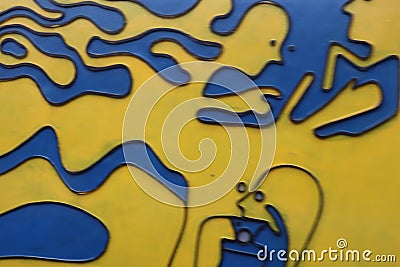 a combination of 2 color wall decoration motifs in the city of Bandung Editorial Stock Photo