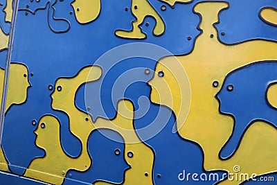 a combination of 2 color wall decoration motifs in the city of Bandung Editorial Stock Photo