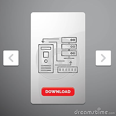 Combination, data, database, electronic, information Line Icon in Carousal Pagination Slider Design & Red Download Button Vector Illustration