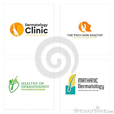 Combination hair health woman dermatology icon logo Vector Illustration