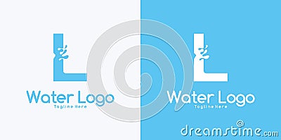 combination letter L and Water logo design concept Vector Illustration