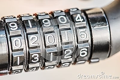 Combination lock for bicycle Stock Photo