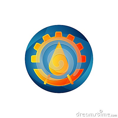 combination pipe instalation hot cold symbol with gear plumbing logo design vector Vector Illustration