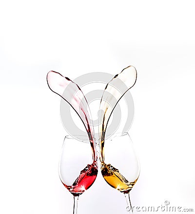 A combination of two beautiful splashes of wine coming out of glass Stock Photo