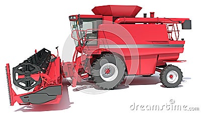 Combine Harvester farm equipment 3D rendering on white background Stock Photo