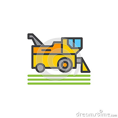 Combine harvester filled outline icon, line vector sign, linear colorful pictogram. Vector Illustration