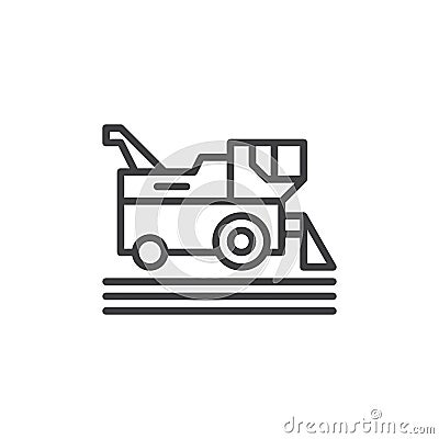 Combine harvester line icon, outline vector sign, linear style pictogram isolated on white. Symbol, logo illustration. Editable st Vector Illustration