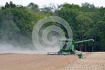 Combine harvesting soy beans Editorial Stock Photo