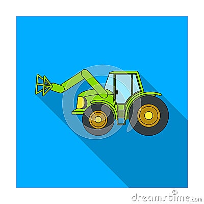 Combine with long hydraulic legs to capture the hay.Agricultural Machinery single icon in flat style vector symbol stock Vector Illustration