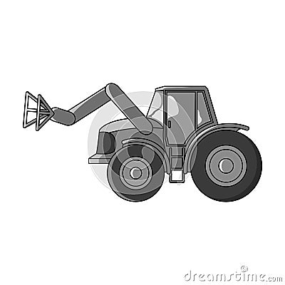 Combine with long hydraulic legs to capture the hay.Agricultural Machinery single icon in monochrome style vector symbol Vector Illustration