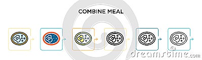 Combine meal vector icon in 6 different modern styles. Black, two colored combine meal icons designed in filled, outline, line and Vector Illustration