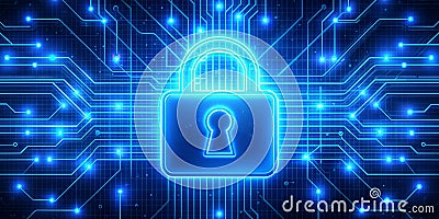 Combine the power of mesh boolean and file encryption blue neon lights Creative AI Stock Photo