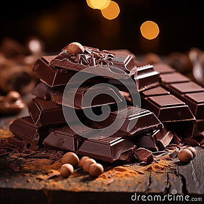 Journey from Cocoa Beans to Dark Chocolate Creation Stock Photo