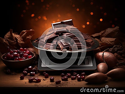 Journey from Cocoa Beans to Dark Chocolate Creation Stock Photo