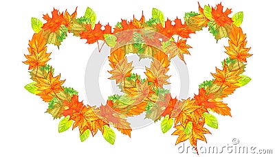 Combined hearts of autumn leaves Stock Photo