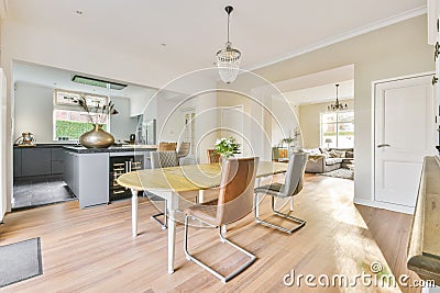 Combined kitchen and dining room Stock Photo